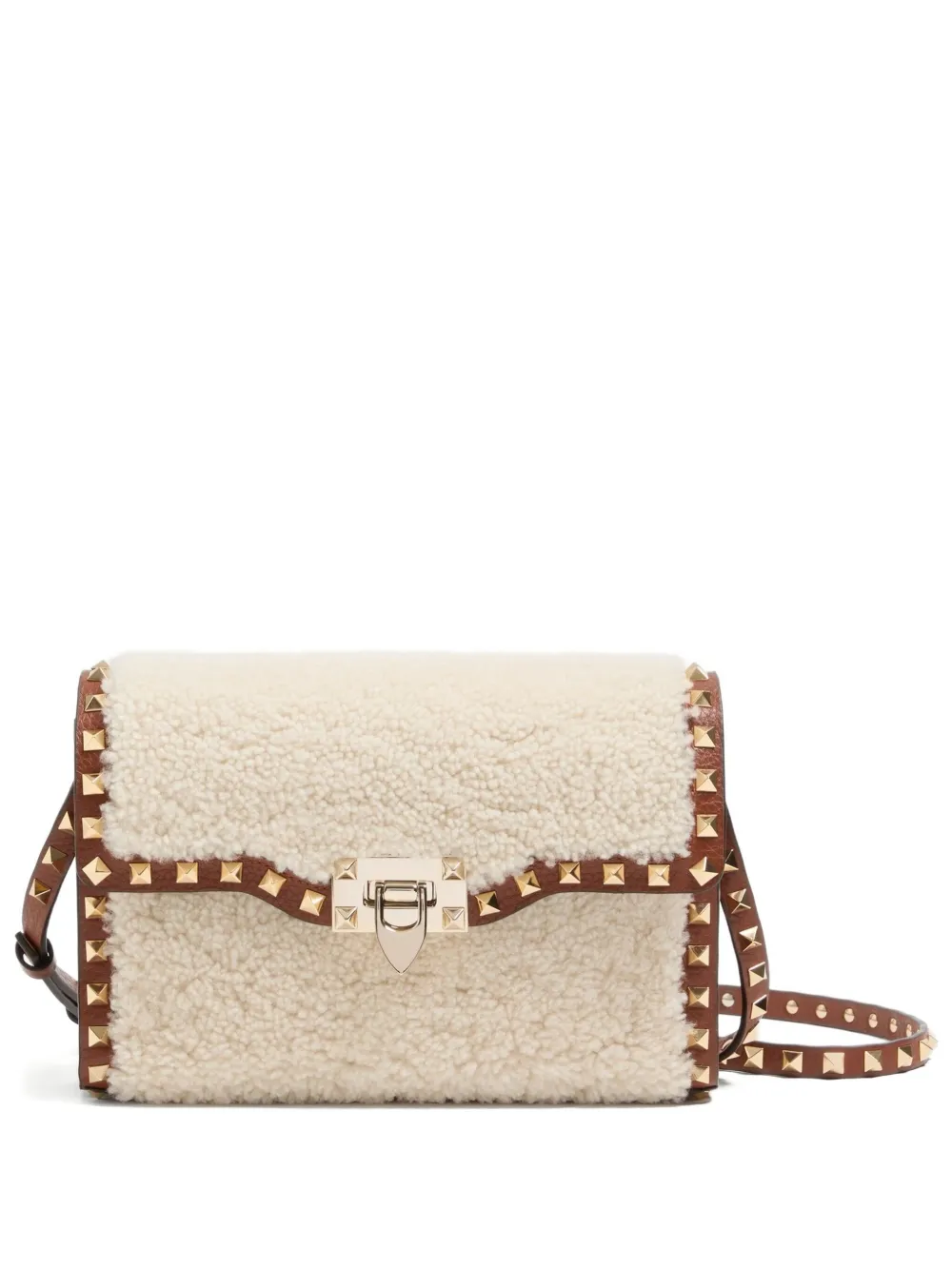 Valentino Garavani small Rockstud shearling shoulder bag