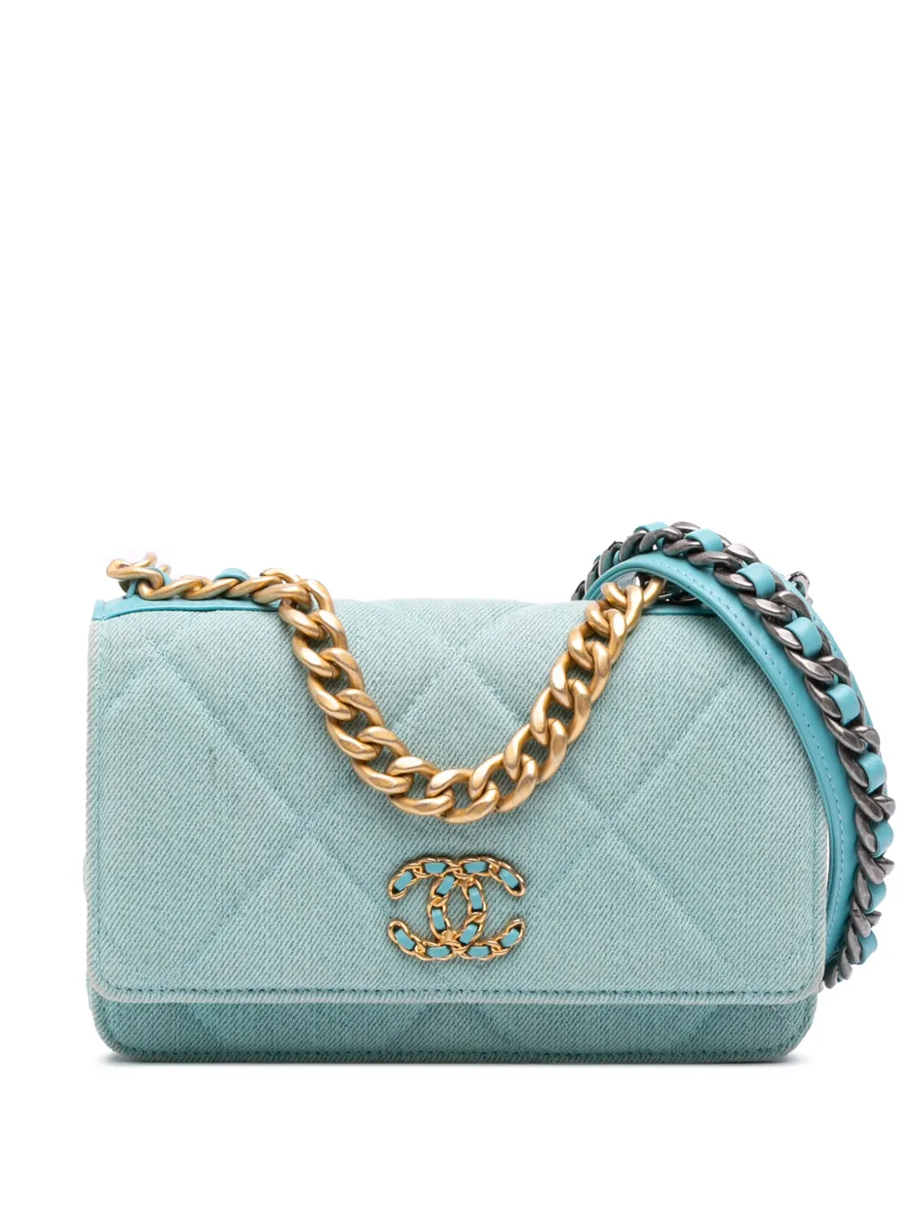 CHANEL Pre-Owned 2021 Denim 19 Wallet on Chain satchel