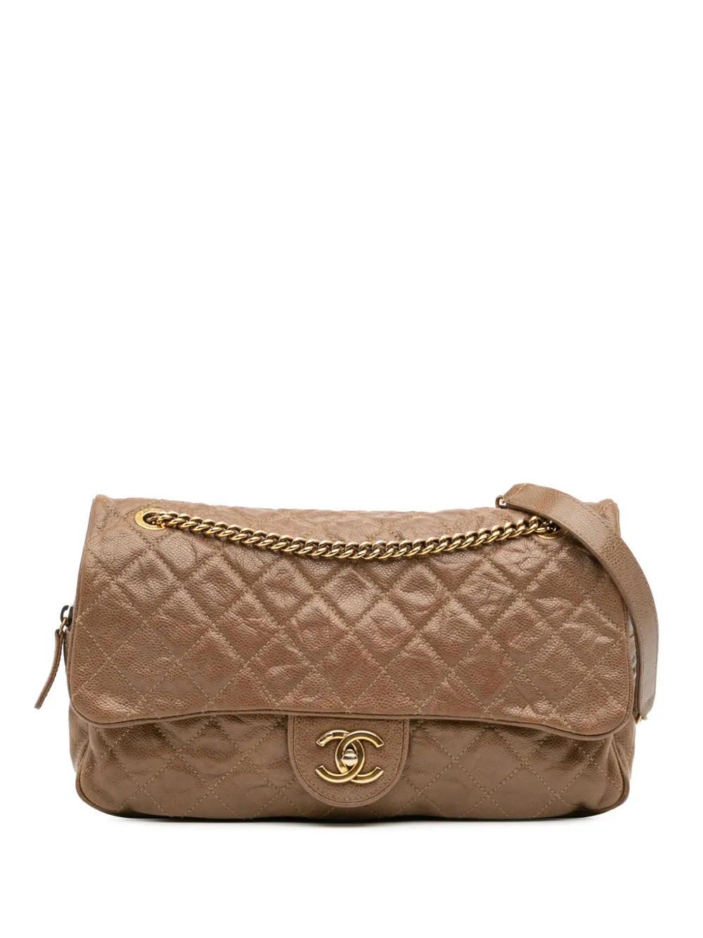 CHANEL Pre-Owned 2012 Large Quilted Caviar Shiva Flap crossbody bag