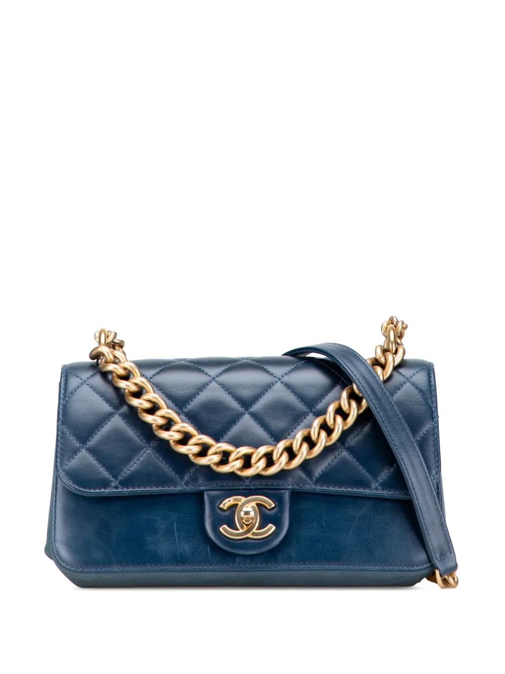 CHANEL Pre-Owned 2018-2019 Small Quilted Calfskin Straight Lined Flap satche