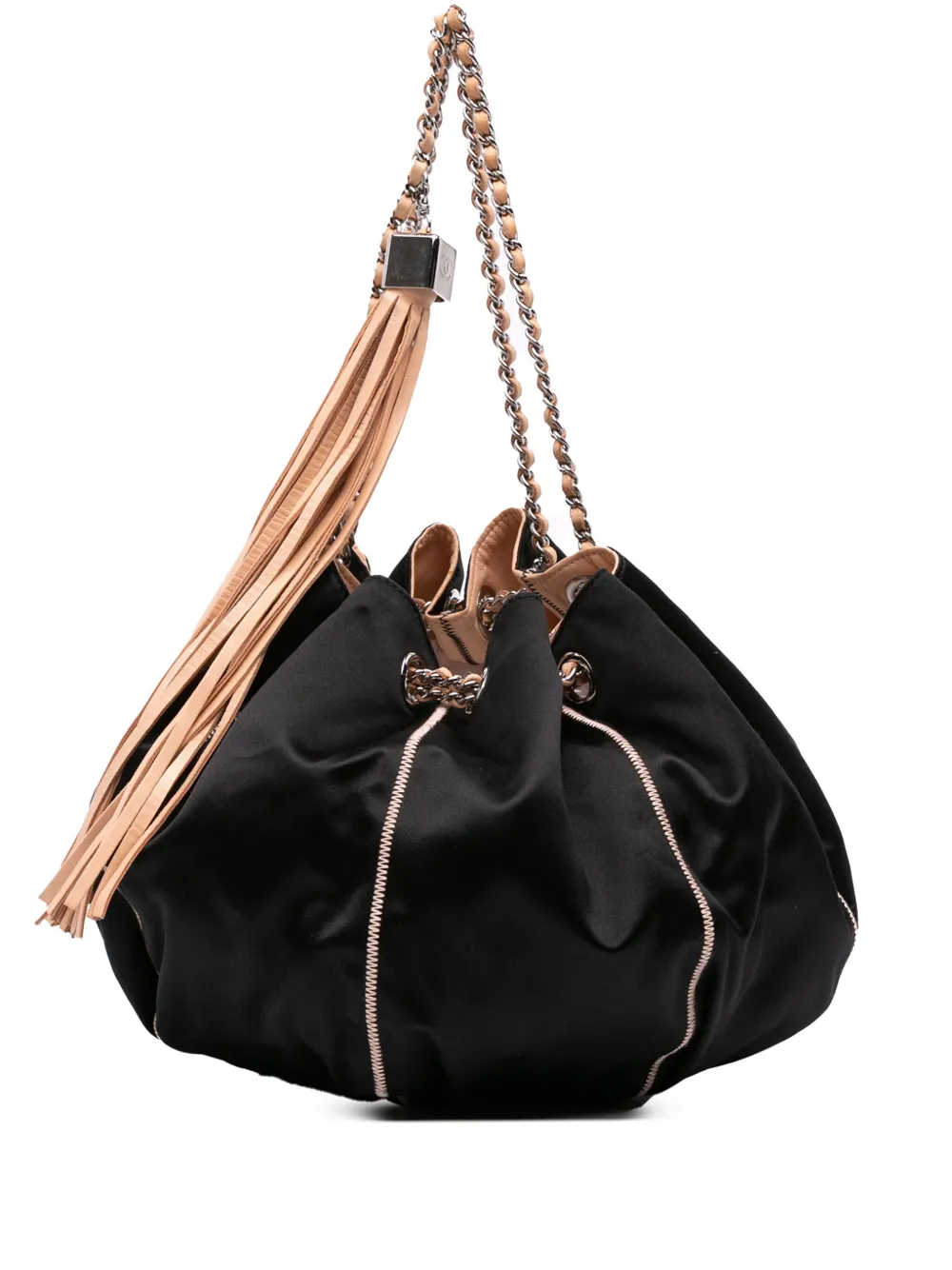 CHANEL Pre-Owned 2003-2004 Lambskin and Satin Reversible Sac Cordon