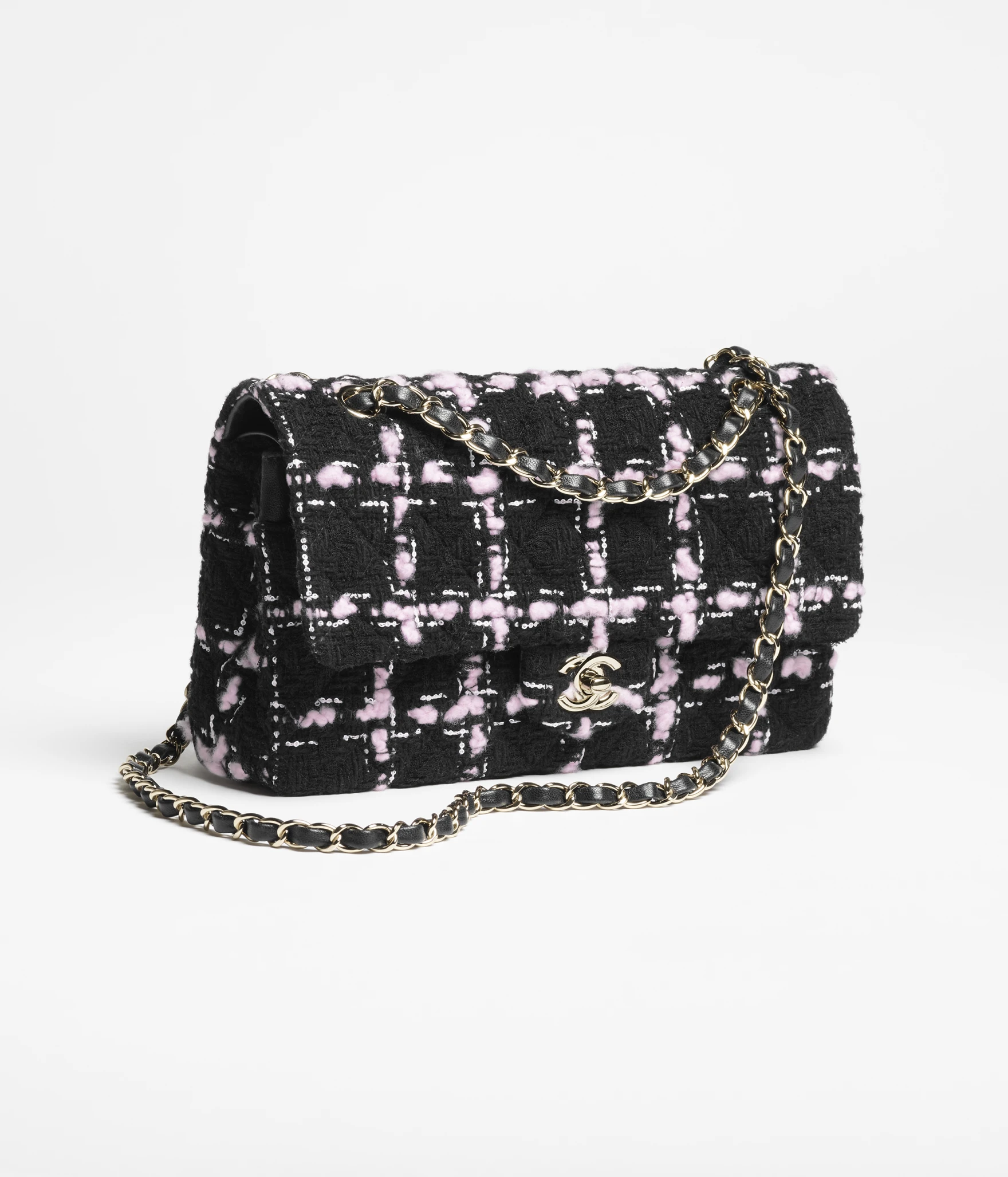 Classic 11.12 Bags Wool twill and gold-tone metal Black, light pink and white