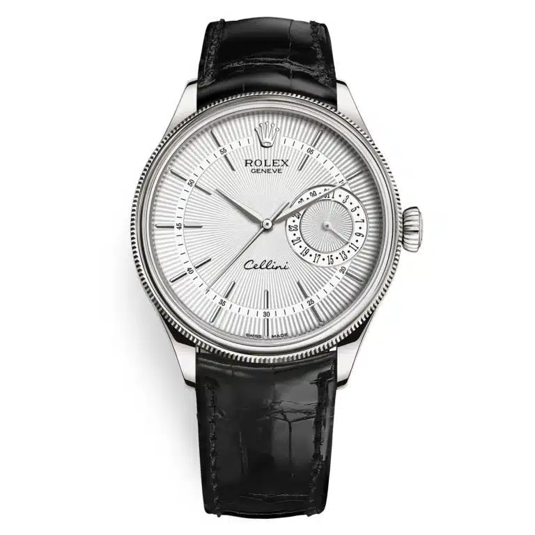 Rolex Cellini 50519 Silver Dial Leather Strap Date 39mm Mens Watch
